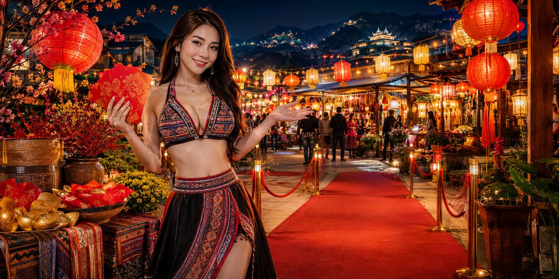 Phong bì đỏ may mắn và lồng đèn lễ hội tại Sapa – biểu tượng ưu đãi đặc biệt dịp Tết